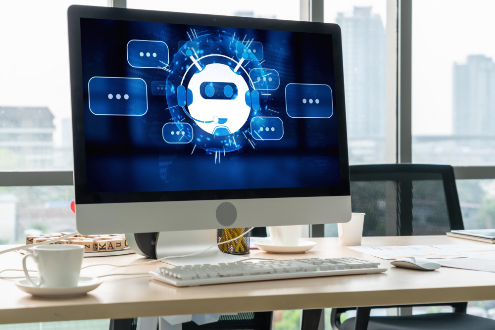 AI chatbot interface answering customer questions on a website