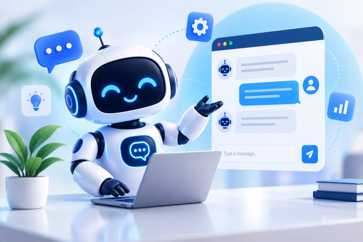 Business using a custom AI chatbot for 24/7 customer support